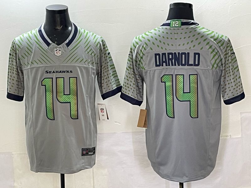 Men 2025 Seattle Seahawks #14 Darnold grey 5th generation Throwback Nike Limited NFL Jersey style 051->seattle seahawks->NFL Jersey